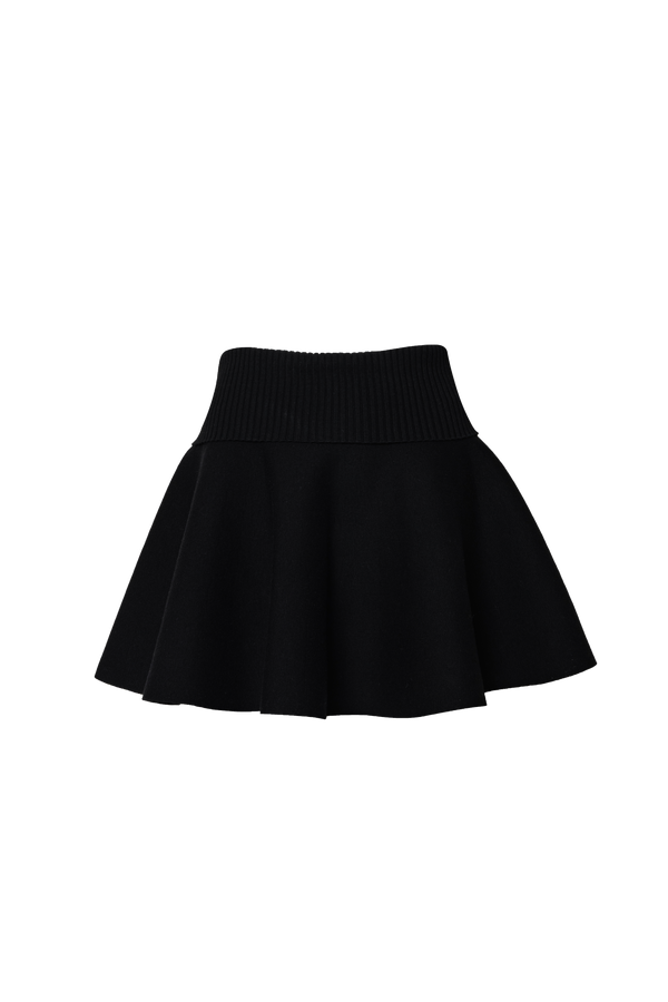 high-waist flare knit skirt