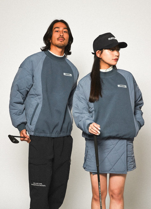 STRAIGHT QUILT PUFFER SKIRT GREY
