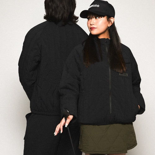 STRAIGHT QUILT PUFFER JACKET BLACK