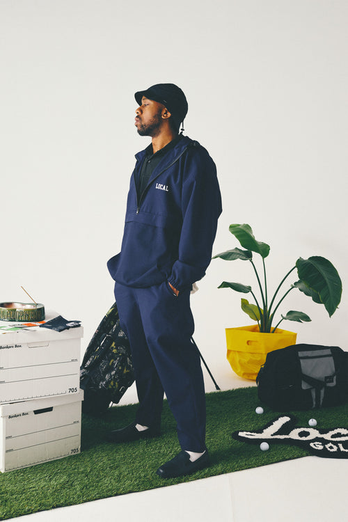 Seersucker Ankle-cut Easy PANTS | Navy