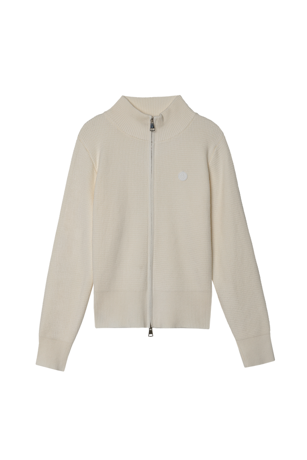 Waffle knit zip-up