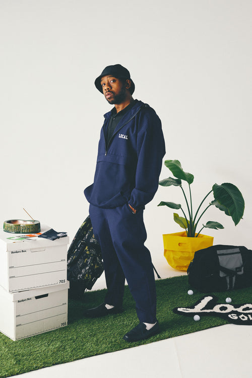 Seersucker Ankle-cut Easy PANTS | Black