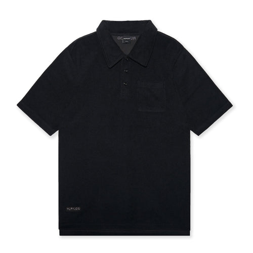 Pile Mesh #GOLF Polo Shirt Black