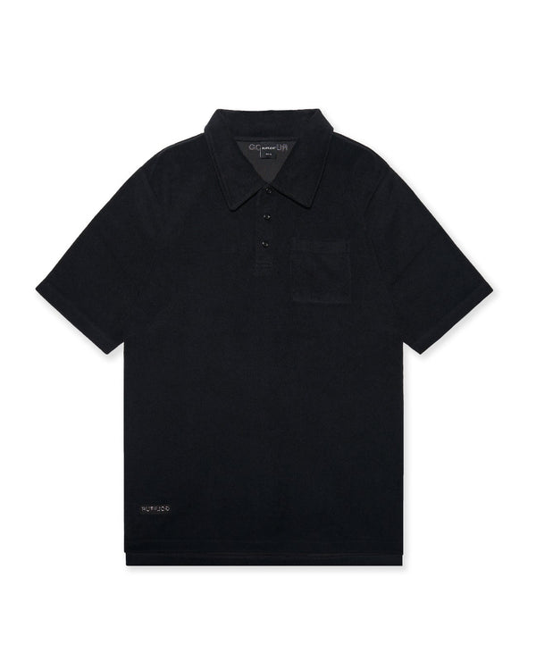 Pile Mesh #GOLF Polo Shirt Black