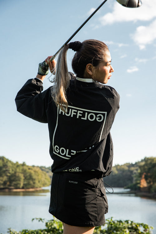 STRETCH NYLON WIND BREAKER BLACK