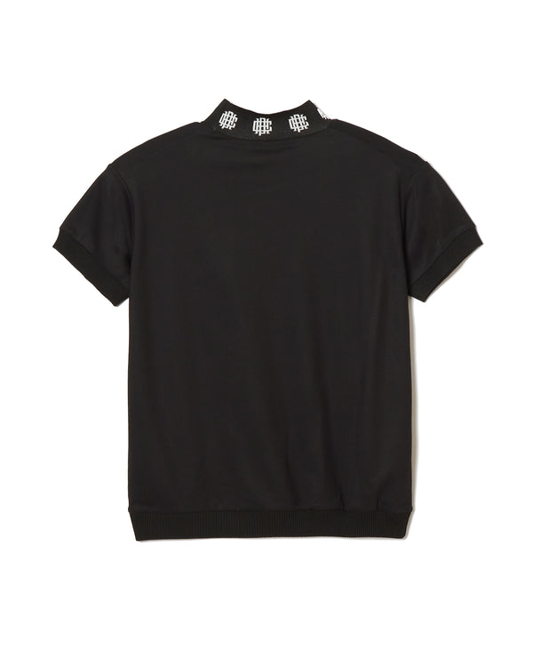 [WOMEN] #OVERLAP LOGO JAQUARD MOCK NECK TEE BLACK