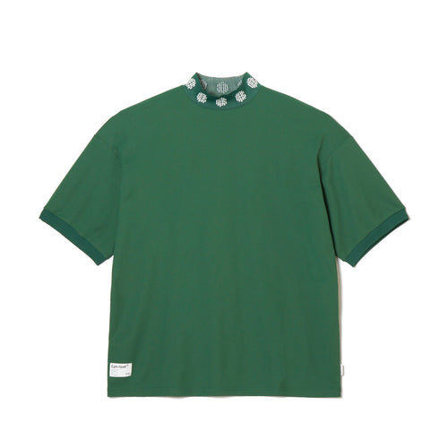 #OVERLAP LOGO JAQUARD MOCK NECK TEE GREEN