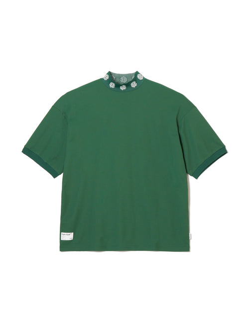 #OVERLAP LOGO JAQUARD MOCK NECK TEE GREEN