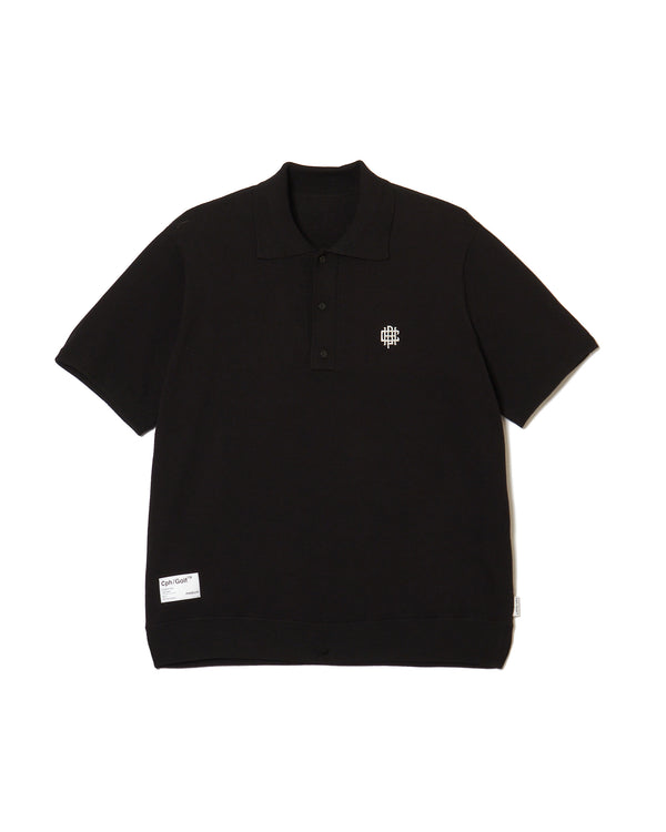 [WOMEN] #OVERLAP LOGO JAQUARD KNIT POLO BLACK