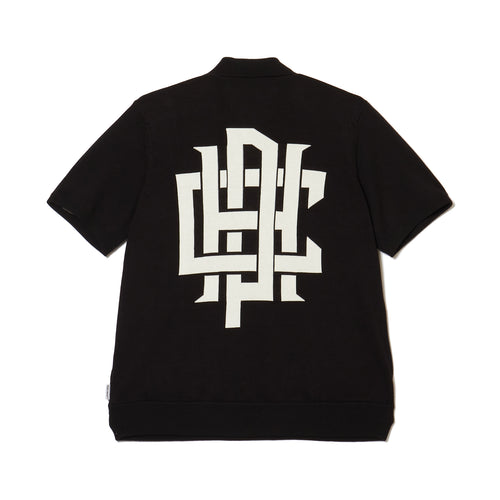 [WOMEN] #OVERLAP LOGO JAQUARD KNIT POLO BLACK
