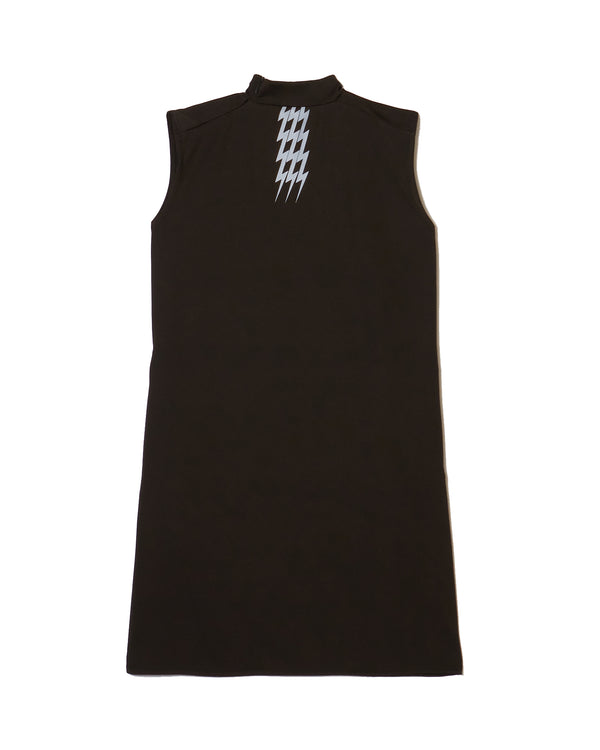 #NO SLEEVE THUNDER MOCK NECK ONE PIECE BLACK