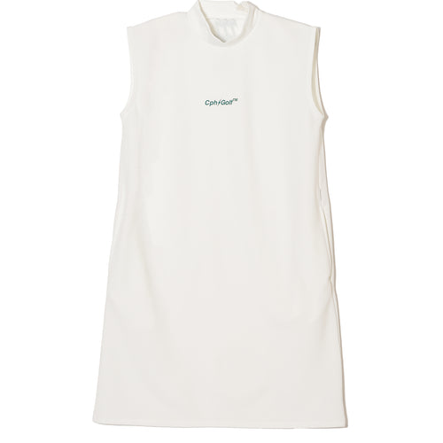 #NO SLEEVE THUNDER MOCK NECK ONE PIECE WHITE