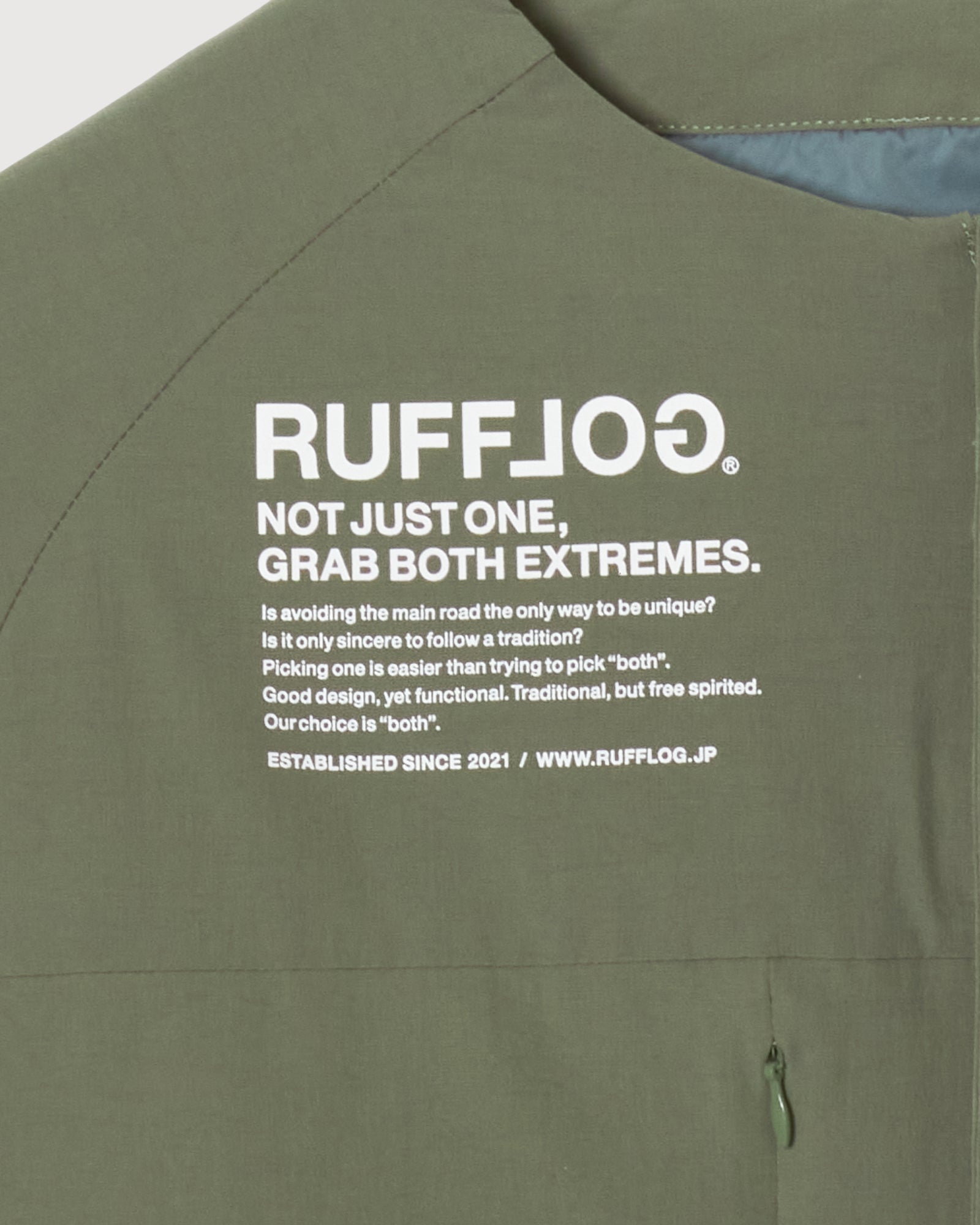 NO COLLAR PUFFER JACKET ASH GREEN – RUFFLOG
