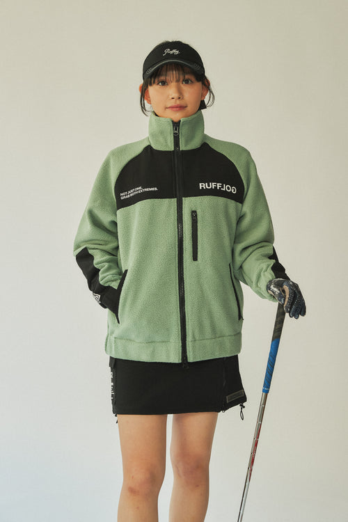 FLEECE ZIP UP BLOUSON ASH GREEN