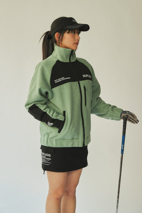 FLEECE ZIP UP BLOUSON ASH GREEN