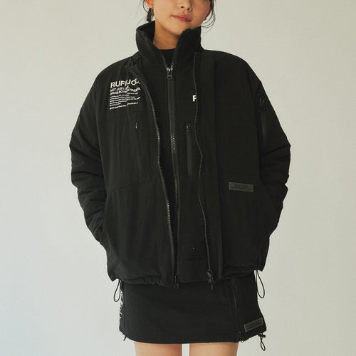 NO COLLAR PUFFER JACKET BLACK