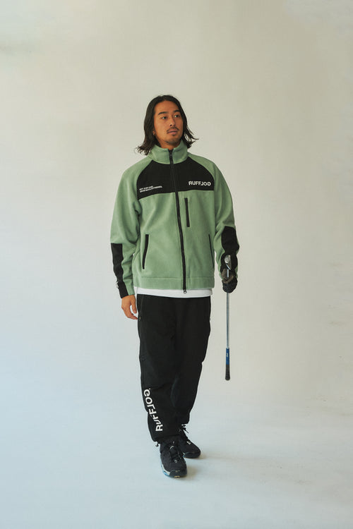 FLEECE ZIP UP BLOUSON ASH GREEN