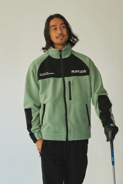 FLEECE ZIP UP BLOUSON ASH GREEN