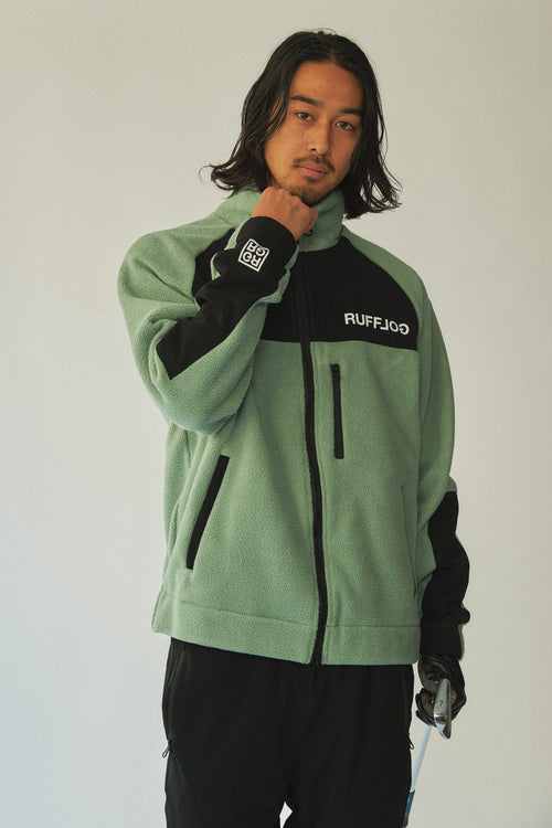 FLEECE ZIP UP BLOUSON ASH GREEN