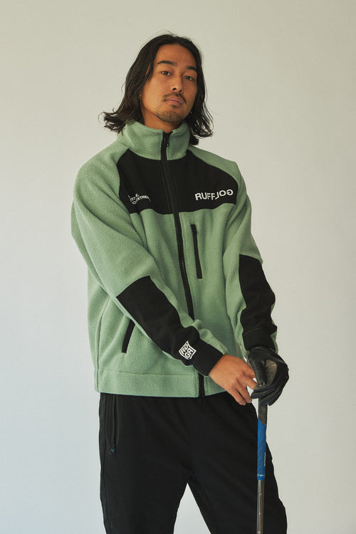 FLEECE ZIP UP BLOUSON ASH GREEN