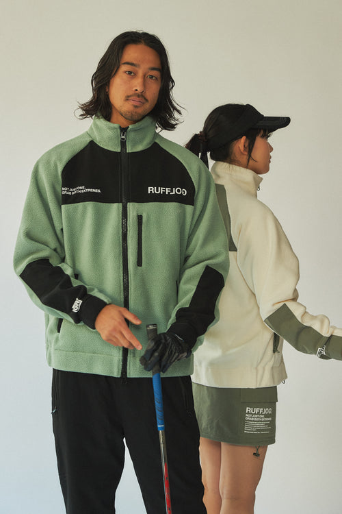 FLEECE ZIP UP BLOUSON ASH GREEN