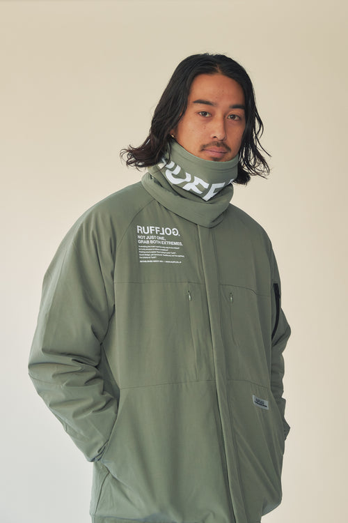 NO COLLAR PUFFER JACKET ASH GREEN
