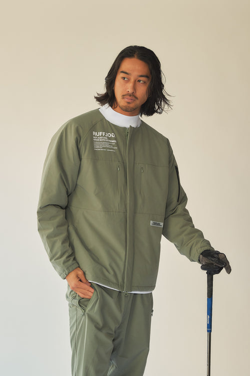 NO COLLAR PUFFER JACKET ASH GREEN