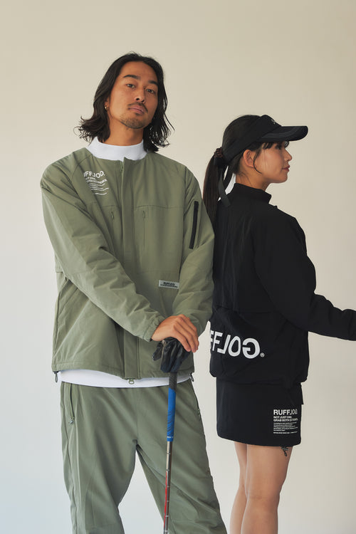 NO COLLAR PUFFER JACKET ASH GREEN