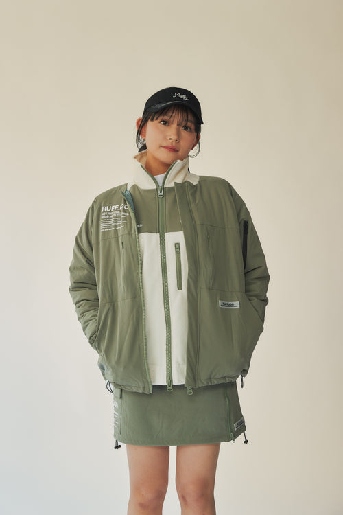 NO COLLAR PUFFER JACKET ASH GREEN