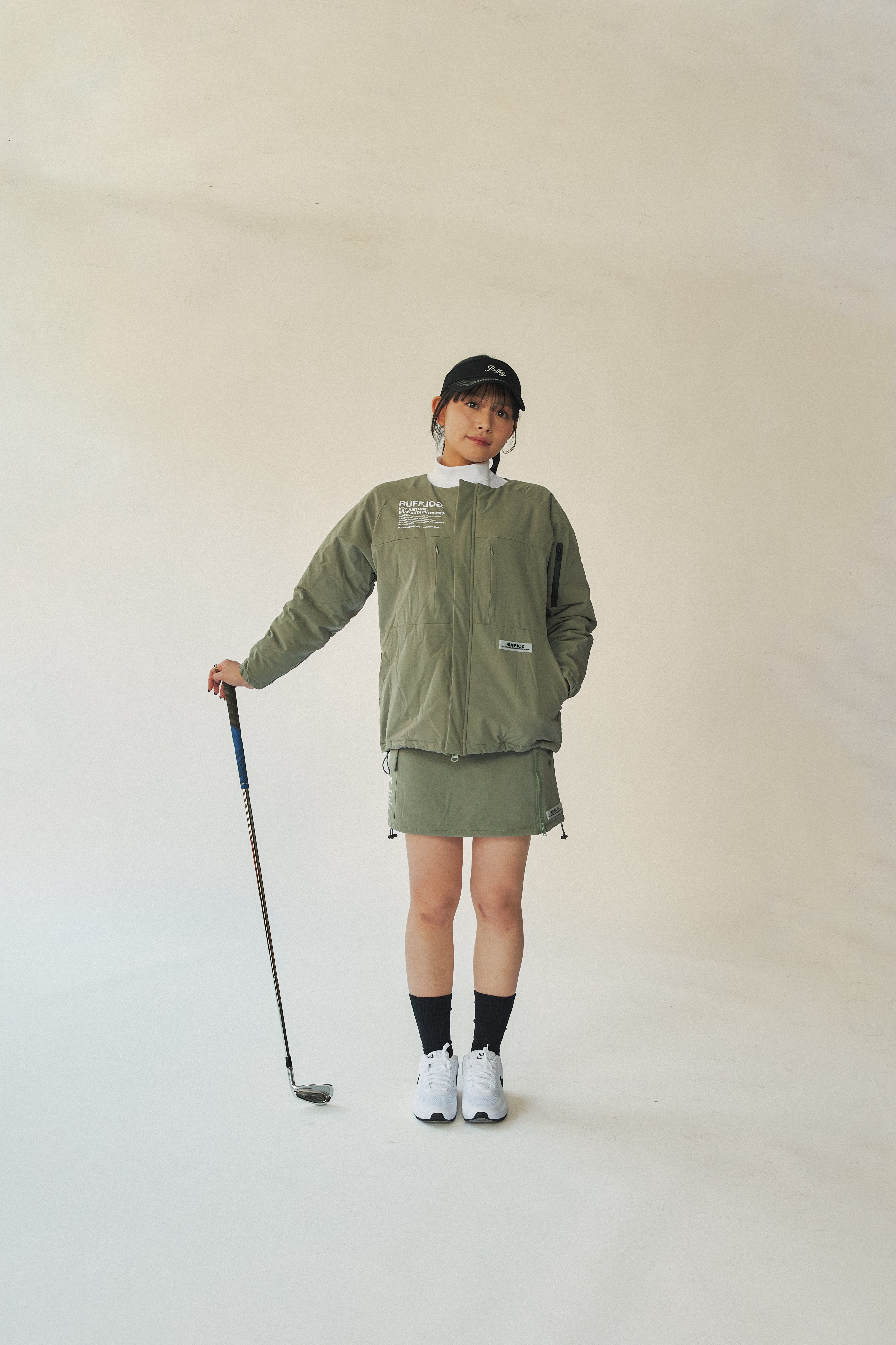RUFFLOG ノーカラー 中綿ジャケット NO COLLAR PUFFER JACKET ASH GREEN – RUFFLOG