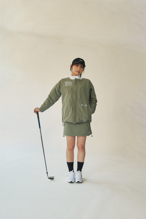 NO COLLAR PUFFER JACKET ASH GREEN
