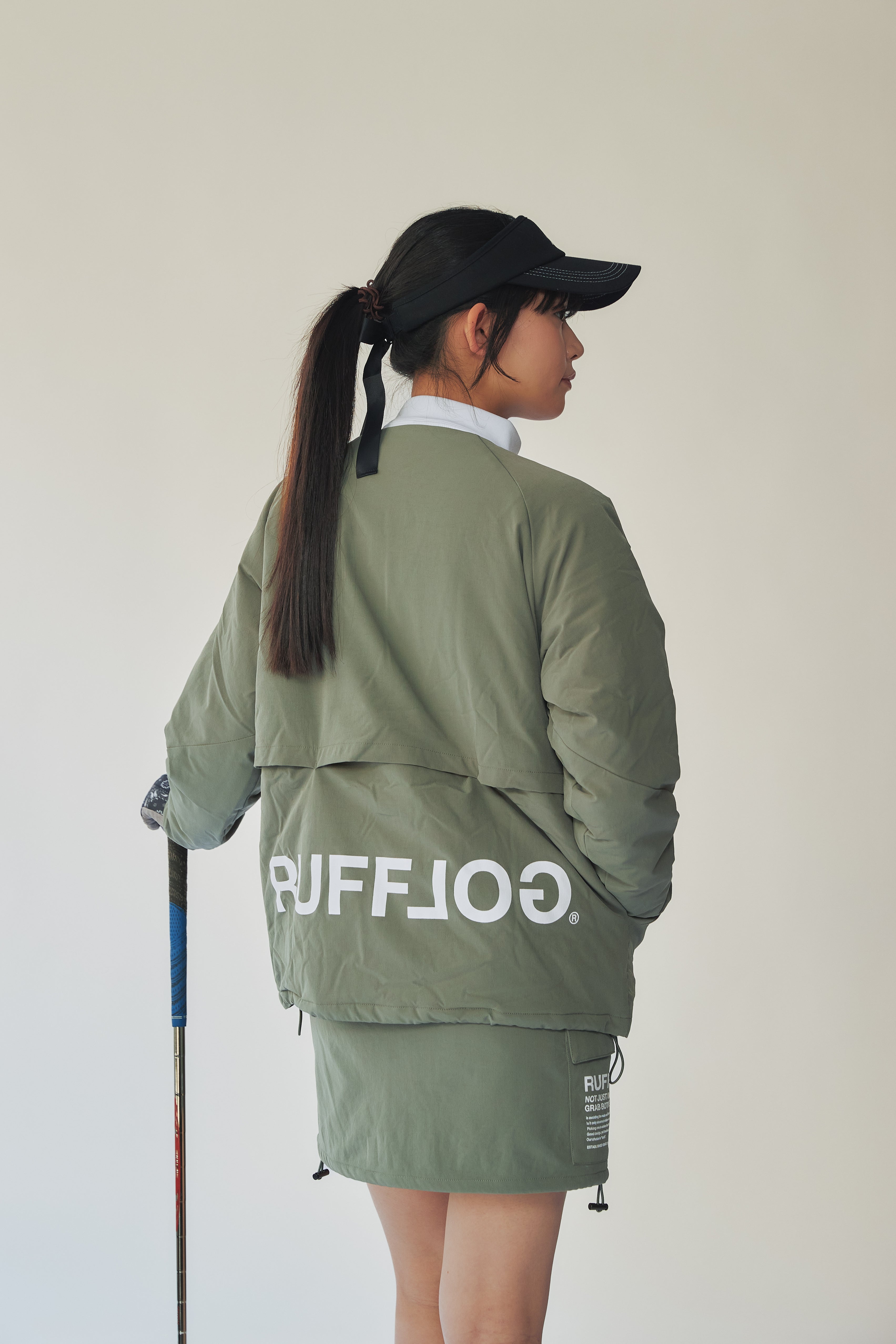 RUFFLOG ノーカラー 中綿ジャケット NO COLLAR PUFFER JACKET ASH GREEN – RUFFLOG
