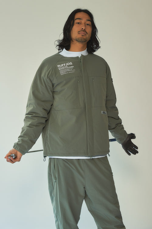 NO COLLAR PUFFER JACKET ASH GREEN