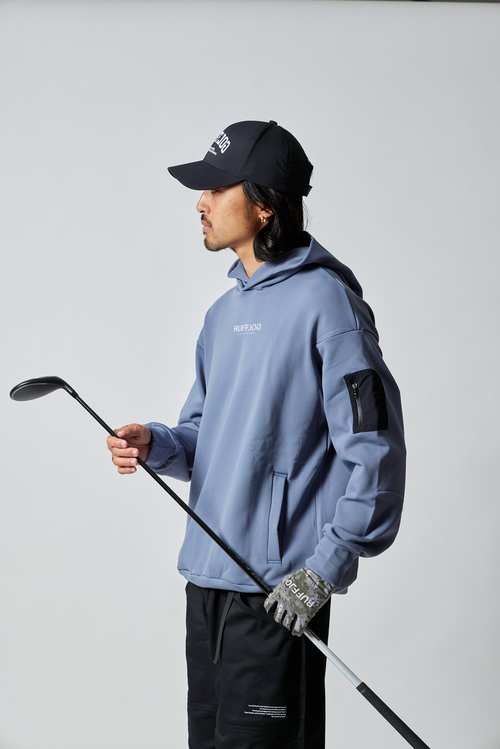KNIT HOODIE PARKA BLUE