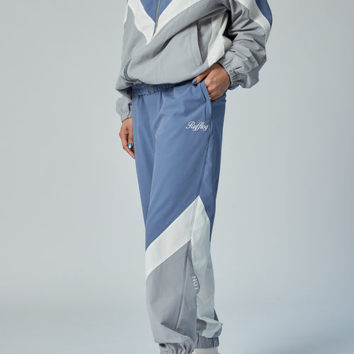 MULTI COLOR NYLON TRACK PANTS BLUE