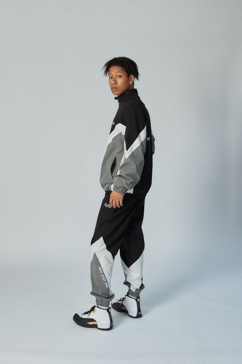 MULTI COLOR NYLON TRACK JACKET BLACK