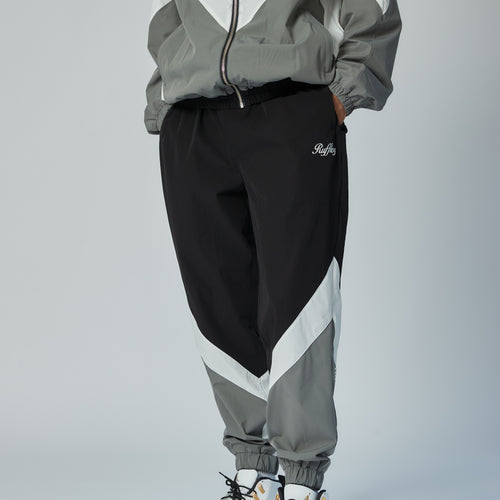 MULTI COLOR NYLON TRACK PANTS BLACK