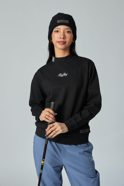 WARM R LOGO L/S MOCK NECK TEE BLACK
