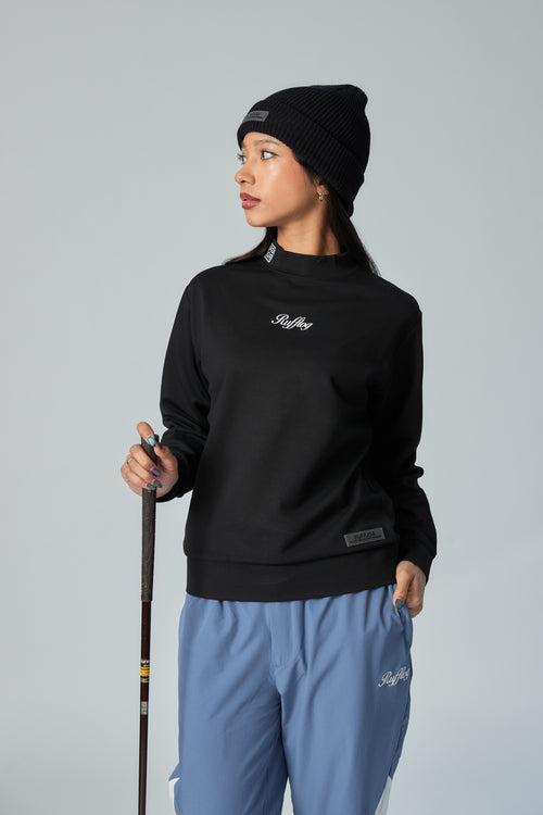 WARM R LOGO L/S MOCK NECK TEE BLACK