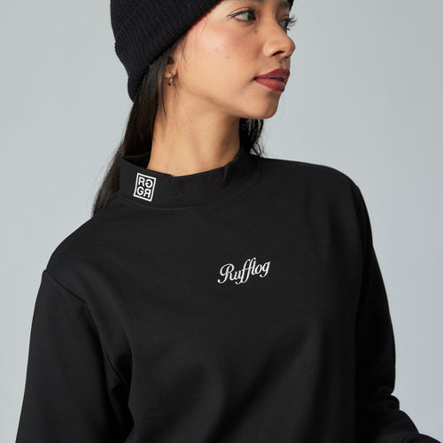 WARM R LOGO L/S MOCK NECK TEE BLACK