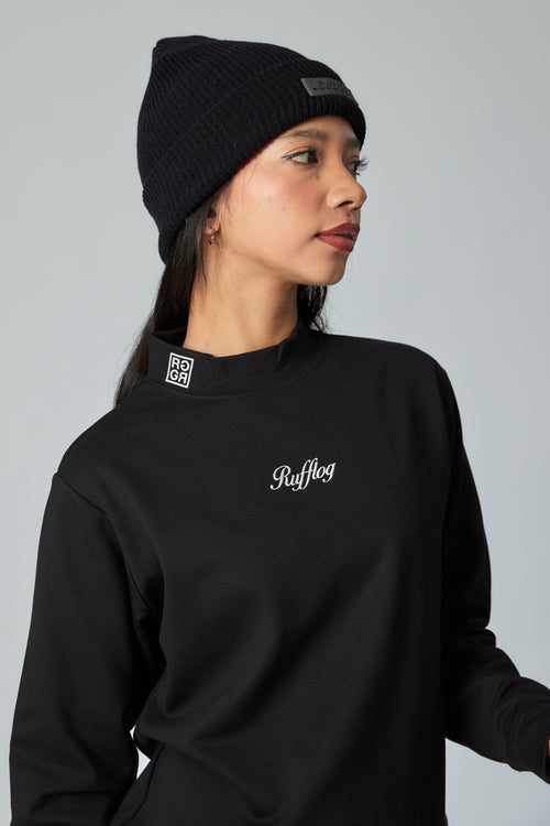 WARM R LOGO L/S MOCK NECK TEE BLACK