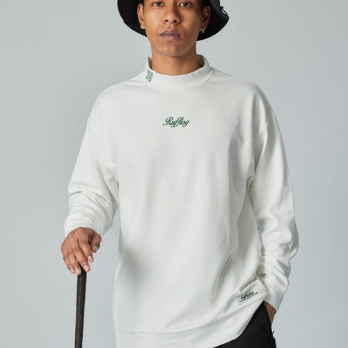 WARM R LOGO L/S MOCK NECK TEE WHITE