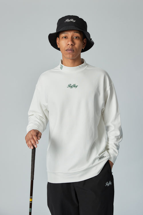 WARM R LOGO L/S MOCK NECK TEE WHITE