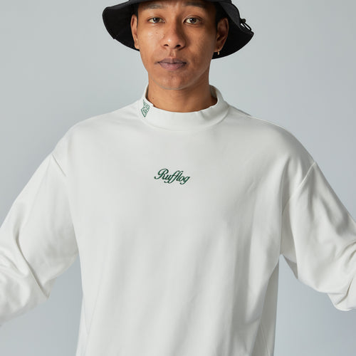 WARM R LOGO L/S MOCK NECK TEE WHITE