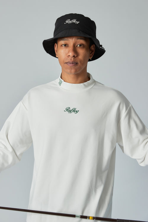 WARM R LOGO L/S MOCK NECK TEE WHITE