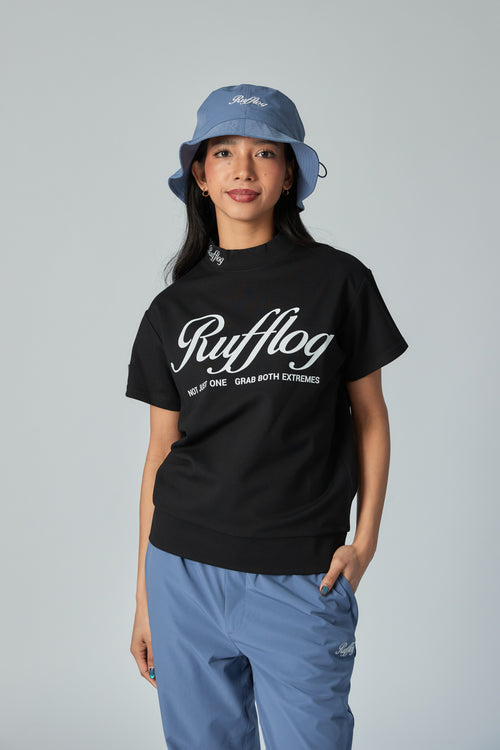WARM R LOGO MOCK NECK TEE BLACK