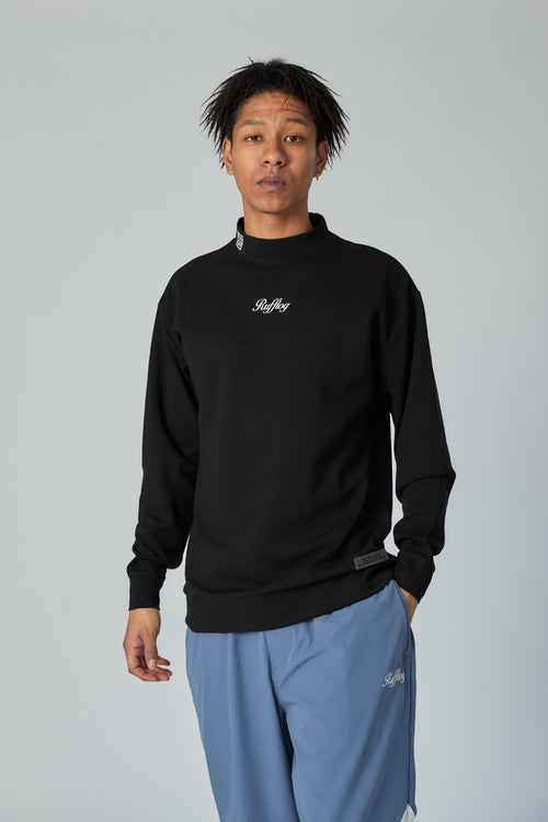 WARM R LOGO L/S MOCK NECK TEE BLACK
