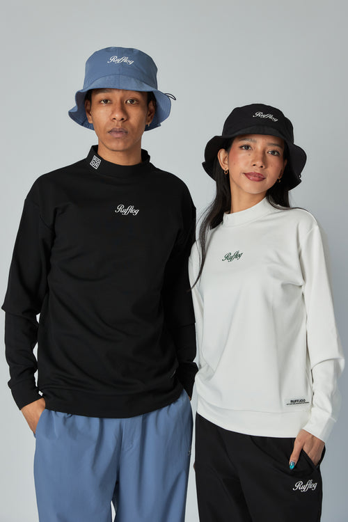 WARM R LOGO L/S MOCK NECK TEE BLACK