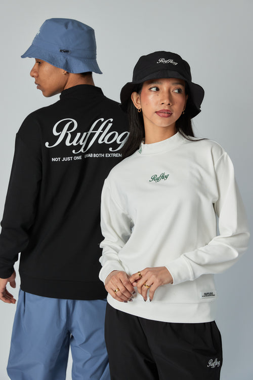 WARM R LOGO L/S MOCK NECK TEE BLACK