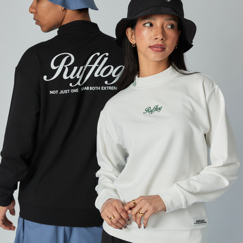 WARM R LOGO L/S MOCK NECK TEE WHITE